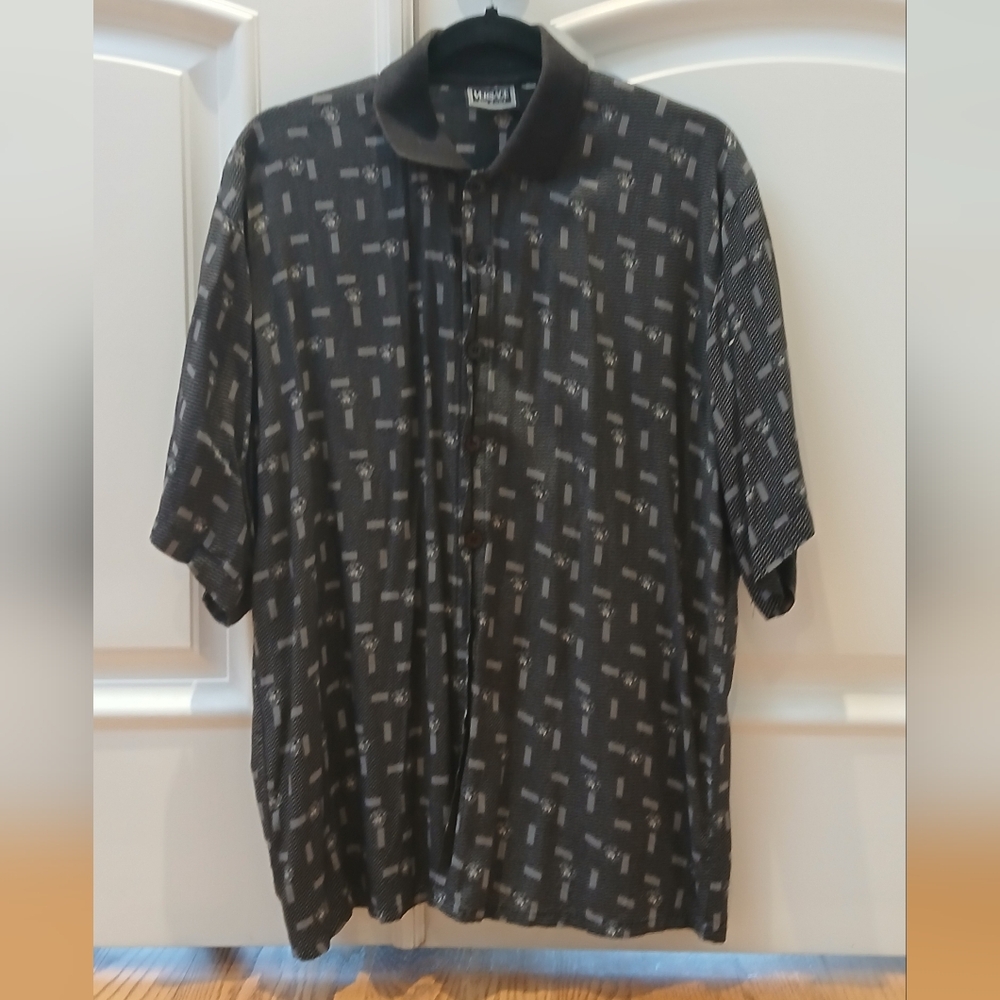 Versace Black Patterned Men's Shirt